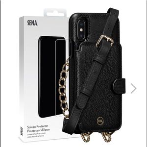 iPhone XS Max wallet w/strap and screen protector
